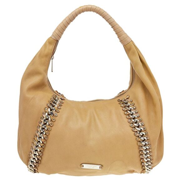 Michael Kors Beige Leather ID Chain Hobo - Picture 1 of 4